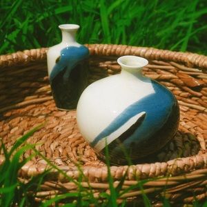 set of 2 art deco vases | mismatched ceramic